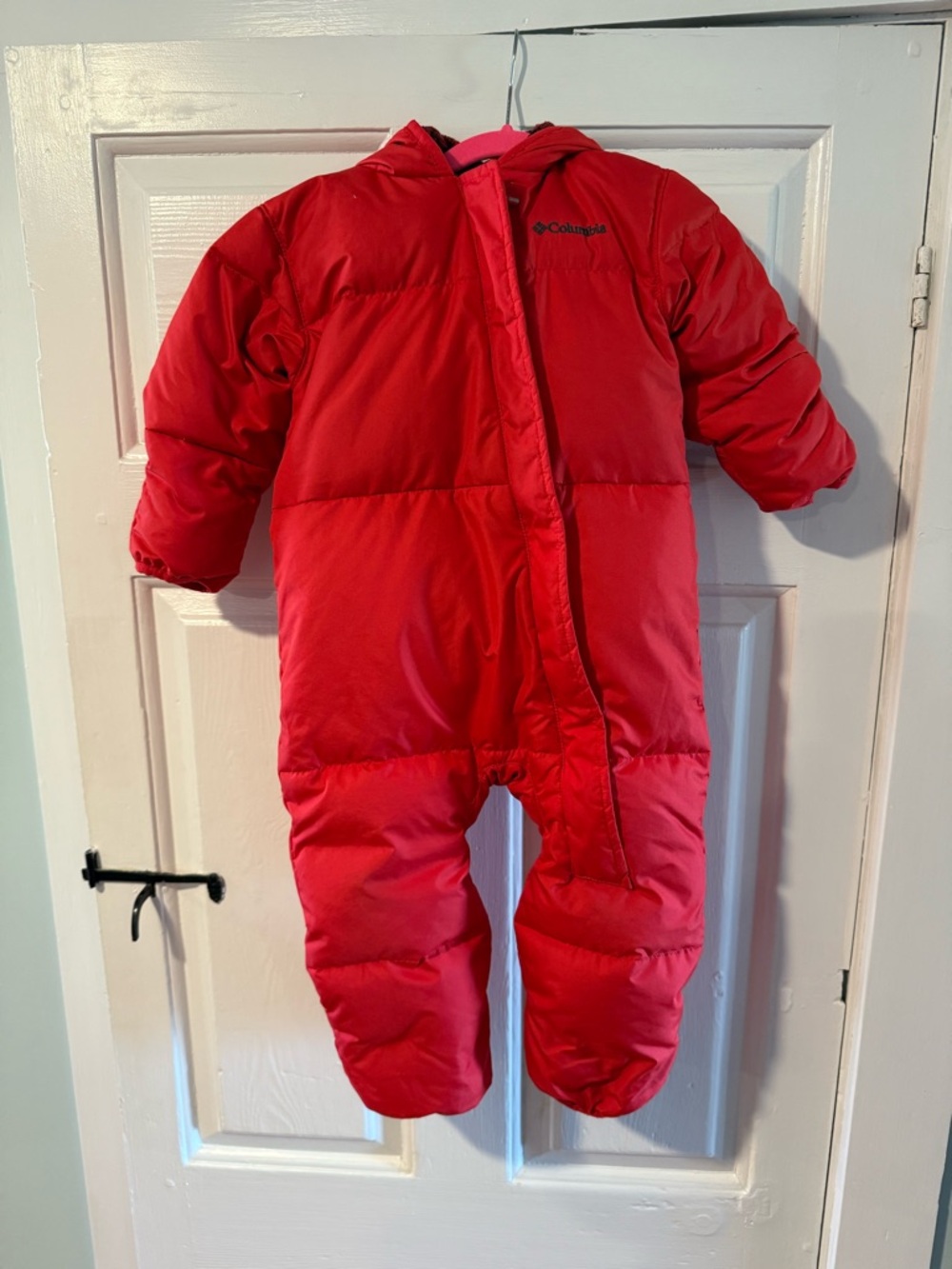 Columbia Red Infant Puffer One-Piece Snowsuit with Hood